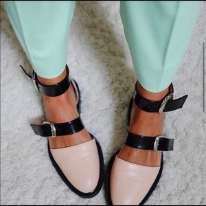 Inch2 leather sandals loafers blush with buckles